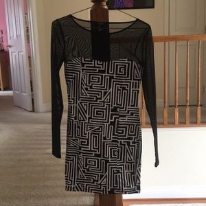 Black and white sheer top/sleeve mini dress